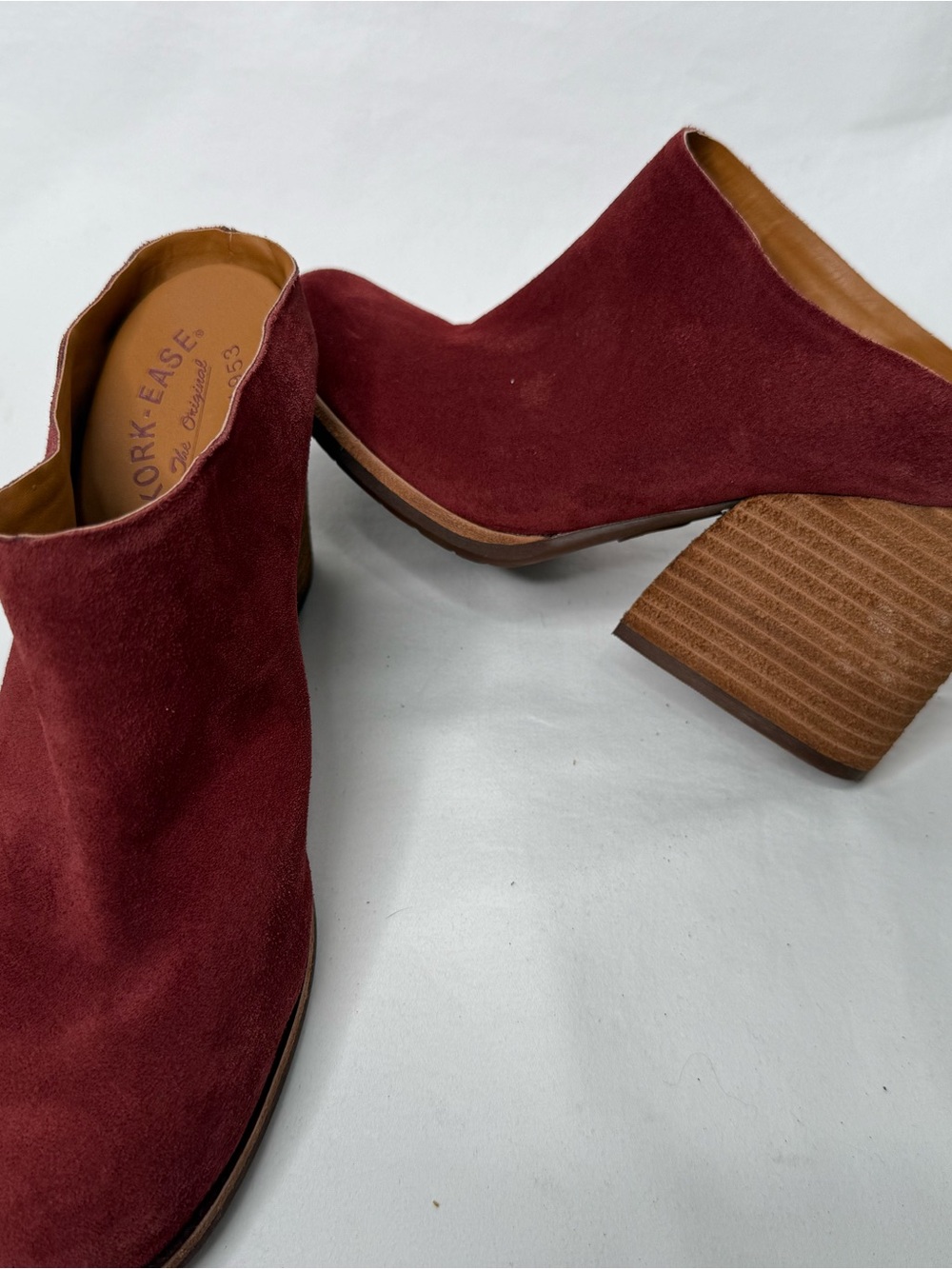 Kork-Ease Burgundy Suede Mule Heels